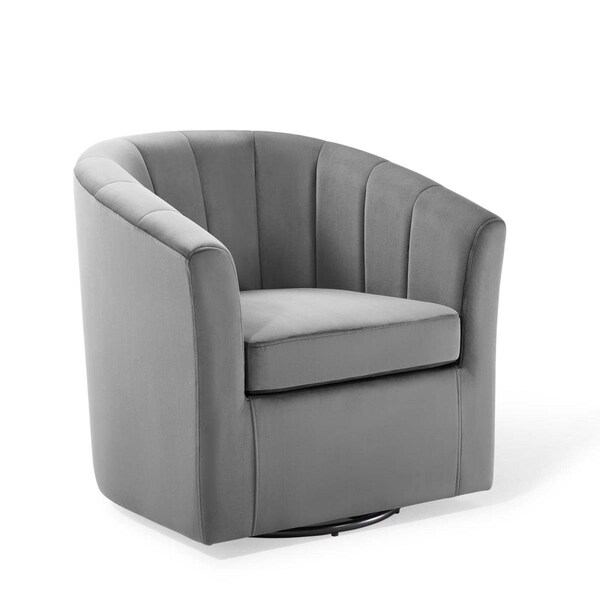 Modway Furniture Prospect Performance Velvet Swivel Armchair - Light Gray - EEI-4139-LGR