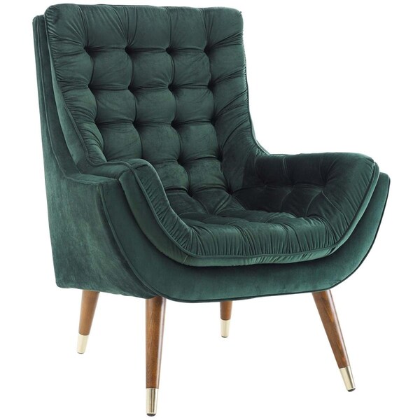 Modway Furniture Suggest Button Tufted Performance Velvet Lounge Chair, Green - EEI-3001-GRN