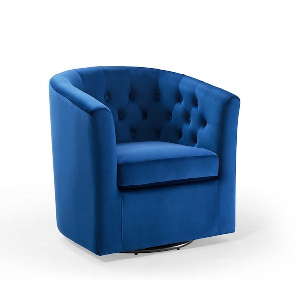 Modway Furniture 28 x 30 x 30 in. Prospect Tufted Performance Velvet Swivel Armchair, Navy - EEI-4138-NAV