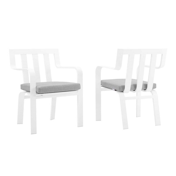 Modway Furniture Baxley Outdoor Patio Aluminum Armchair, White Gray - Set of 2 - EEI-3961-WHI-GRY