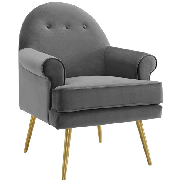 Modway Furniture Revive Tufted Button Accent Performance Velvet Armchair, Gray - EEI-3412-GRY