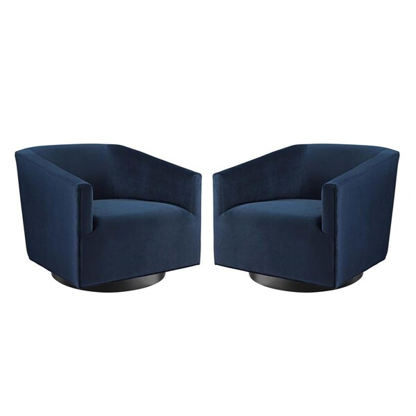Modway Furniture Accent Performance Velvet Twist Swivel Chair, Midnight - Set of 2 - EEI-4427-MID