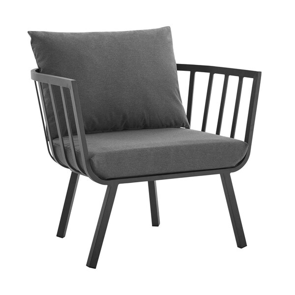 Modway Furniture Riverside Outdoor Patio Aluminum Armchair, Gray Charcoal - EEI-3566-SLA-CHA