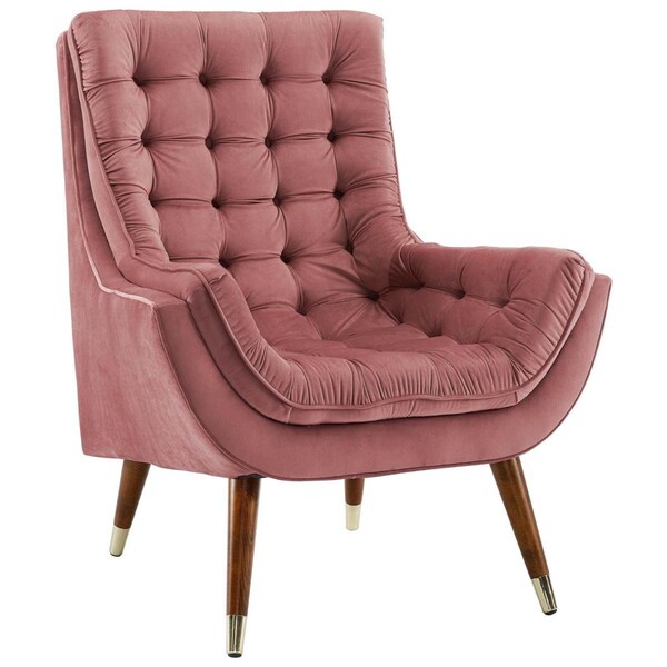 Modway Furniture Suggest Button Tufted Performance Velvet Lounge Chair, Dusty Rose - EEI-3001-DUS