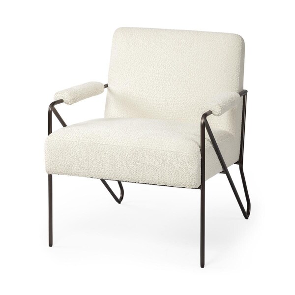 Homeroots Off White Fabric Wrap Accent Chair with Metal Frame - 380394