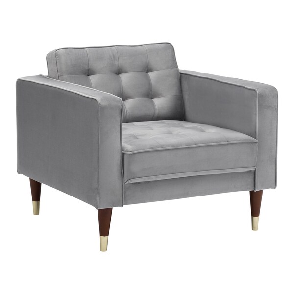 Armen Living Somerset Gray Velvet Mid Century Modern Club Chair - LCSM1GREY
