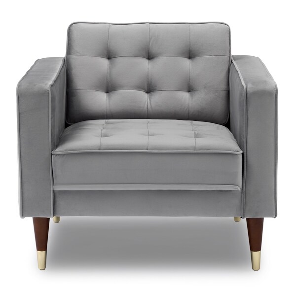 Armen Living Somerset Gray Velvet Mid Century Modern Club Chair - LCSM1GREY