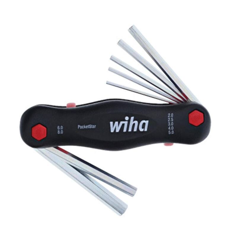 Wiha PocketStar Dual Fold Hex Key Set with Pushbutton Key-lifter Metric (7-Piece) - 35195