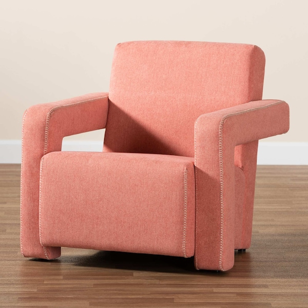 Baxton Studio Madian Modern & Contemporary Light Red Fabric Upholstered Armchair - 204-12581