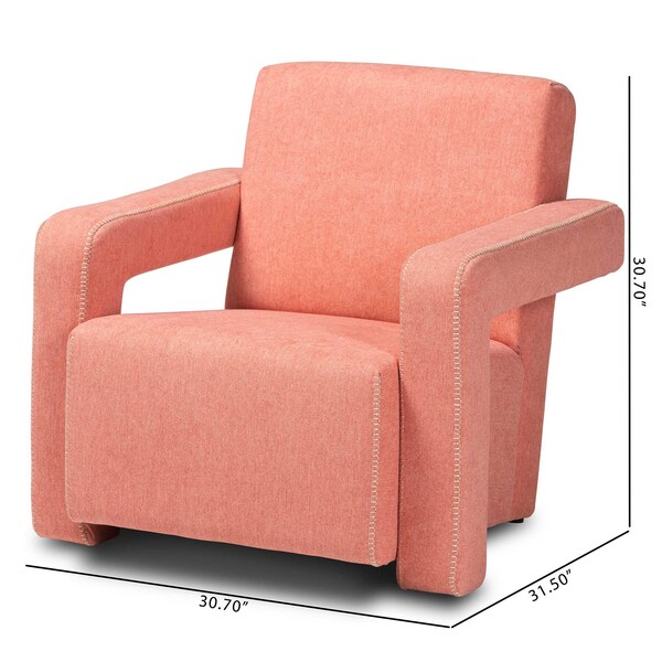 Baxton Studio Madian Modern & Contemporary Light Red Fabric Upholstered Armchair - 204-12581