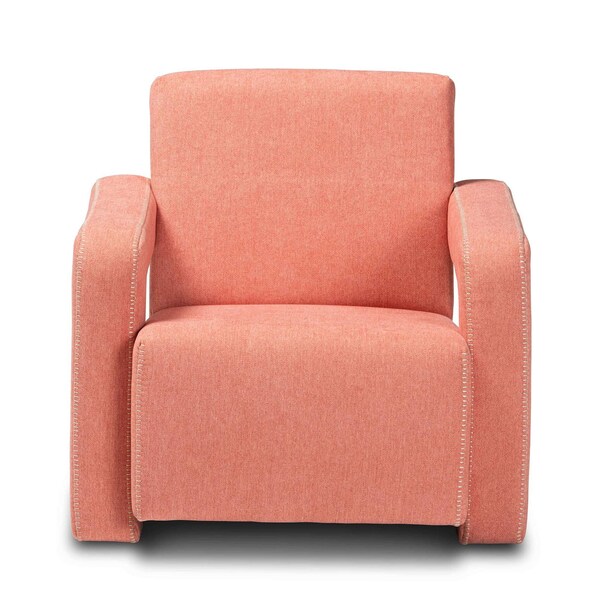 Baxton Studio Madian Modern & Contemporary Light Red Fabric Upholstered Armchair - 204-12581
