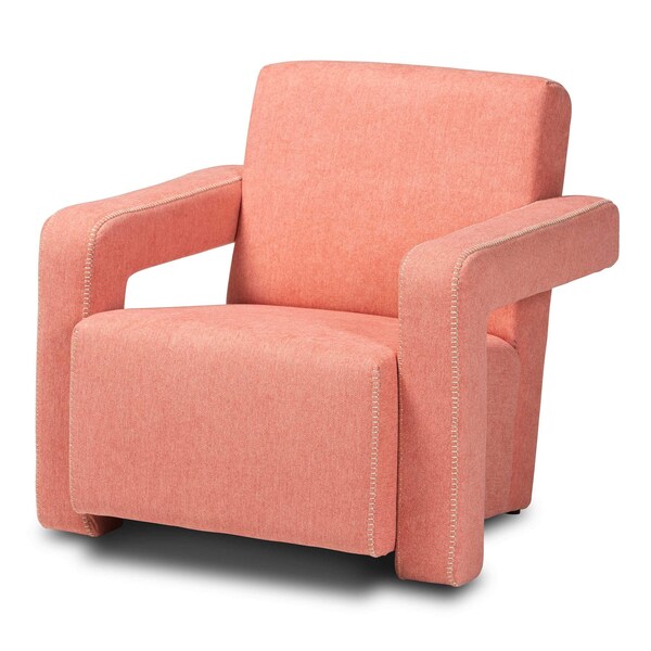 Baxton Studio Madian Modern & Contemporary Light Red Fabric Upholstered Armchair - 204-12581