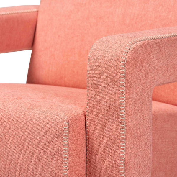Baxton Studio Madian Modern & Contemporary Light Red Fabric Upholstered Armchair - 204-12581