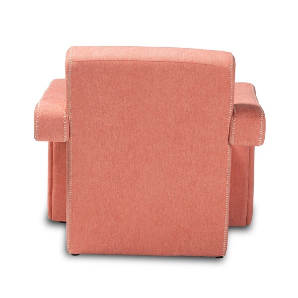 Baxton Studio Madian Modern & Contemporary Light Red Fabric Upholstered Armchair - 204-12581