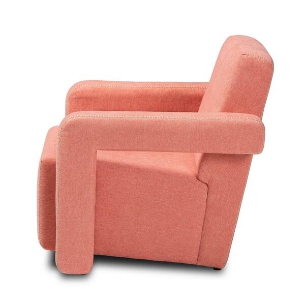 Baxton Studio Madian Modern & Contemporary Light Red Fabric Upholstered Armchair - 204-12581