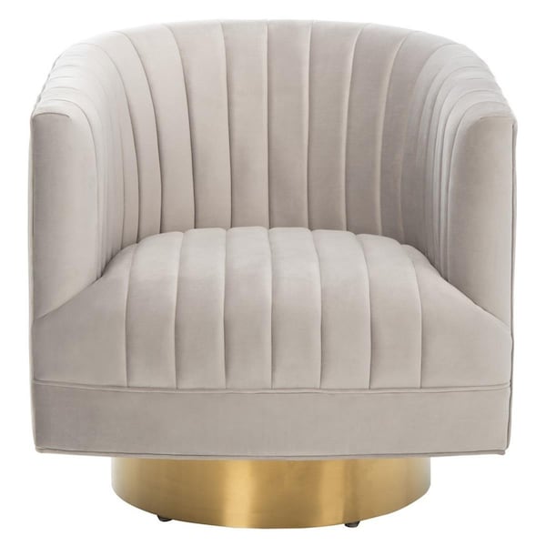 Safavieh Josephine Swivel Barrel Chair, Pale Taupe & Gold - SFV4726B