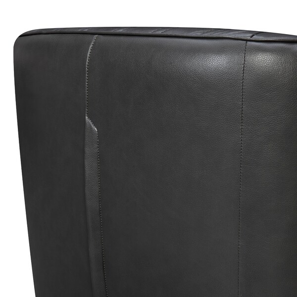 Armen Living Aries Pewter Genuine Leather Swivel Barrel Chair - LCARCHPW