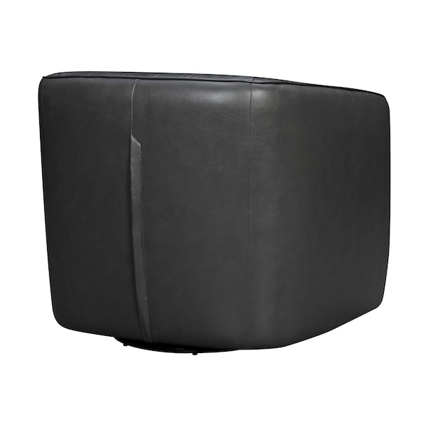 Armen Living Aries Pewter Genuine Leather Swivel Barrel Chair - LCARCHPW