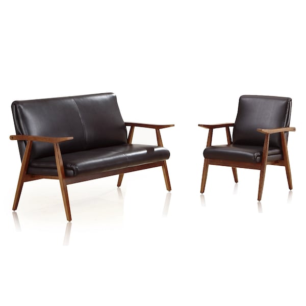 Manhattan Comfort ArchDuke 2- Piece Loveseat and Armchair in Black and Amber - 2-LSAC01-BK