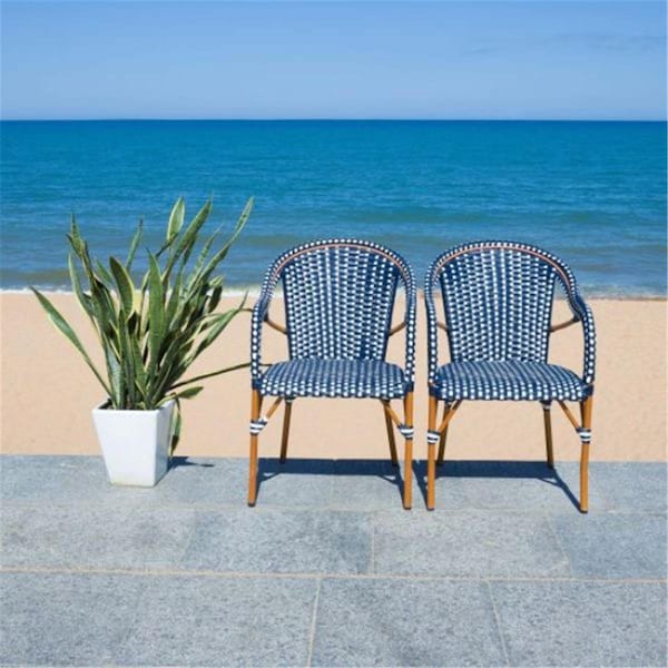 Safavieh California Armchair, Navy & White, 2PK - PAT7531E-SET2