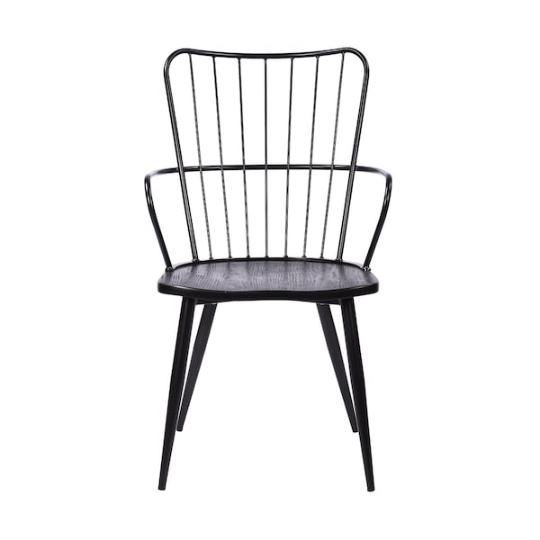 Armen Living Parisa High Back Steel Framed Side Chair in Black Powder Coated Finish and Black Brushed Wood - LCPRSIBLBL