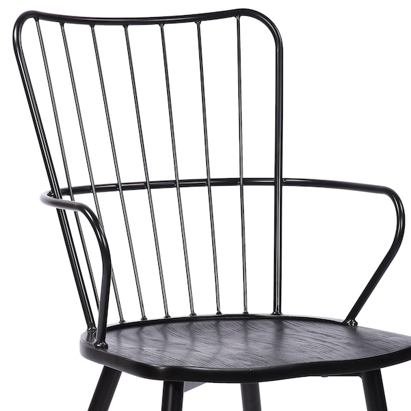 Armen Living Parisa High Back Steel Framed Side Chair in Black Powder Coated Finish and Black Brushed Wood - LCPRSIBLBL