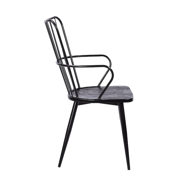 Armen Living Parisa High Back Steel Framed Side Chair in Black Powder Coated Finish and Black Brushed Wood - LCPRSIBLBL