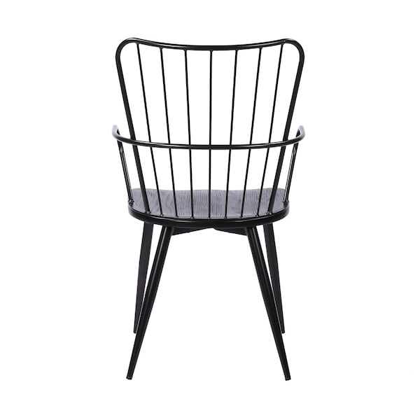 Armen Living Parisa High Back Steel Framed Side Chair in Black Powder Coated Finish and Black Brushed Wood - LCPRSIBLBL