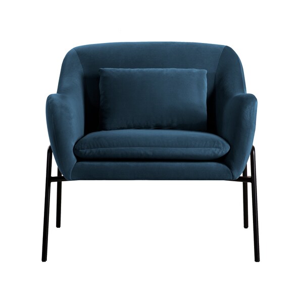 Armen Living Karen Blue Velvet Modern Accent Chair - LCKRCHBLU