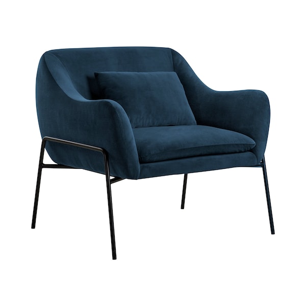Armen Living Karen Blue Velvet Modern Accent Chair - LCKRCHBLU
