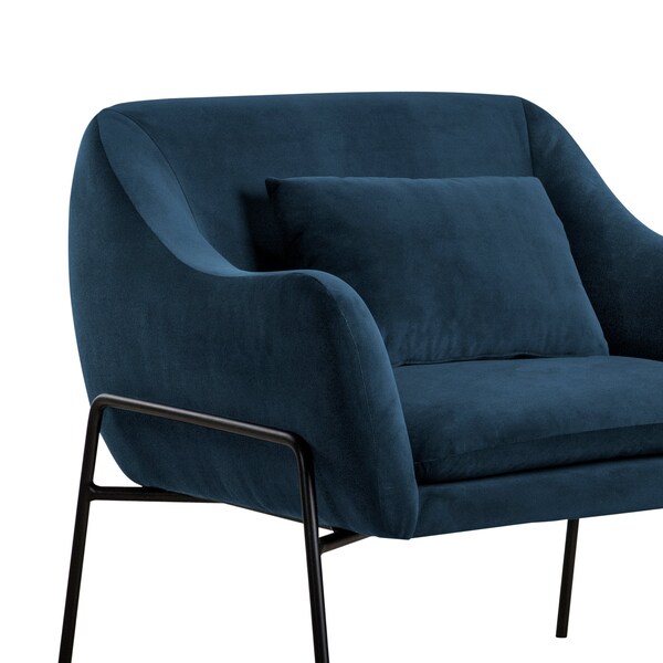 Armen Living Karen Blue Velvet Modern Accent Chair - LCKRCHBLU