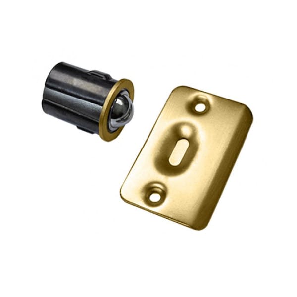 Cal-Royal Adjustable Drive-In Ball Catch Full Lip Strike, 1-3/8 x 2-1/4 Round Corner Strike, US5 Satin - DIB1-5