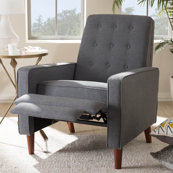 Baxton Studio Mathias Mid-century Modern Grey Upholstered Lounge Chair - 143-8136