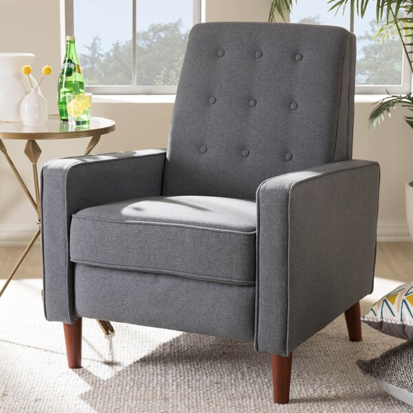 Baxton Studio Mathias Mid-century Modern Grey Upholstered Lounge Chair - 143-8136
