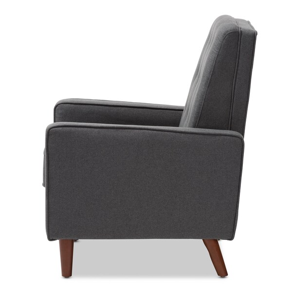 Baxton Studio Mathias Mid-century Modern Grey Upholstered Lounge Chair - 143-8136