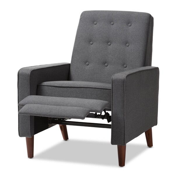 Baxton Studio Mathias Mid-century Modern Grey Upholstered Lounge Chair - 143-8136