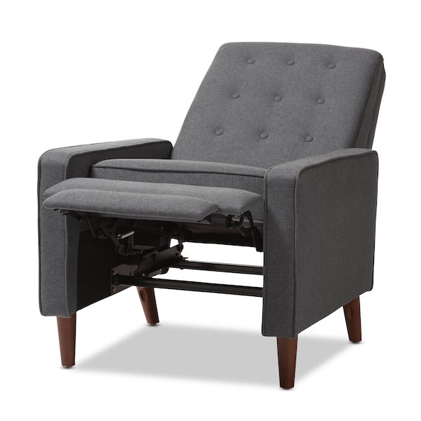 Baxton Studio Mathias Mid-century Modern Grey Upholstered Lounge Chair - 143-8136