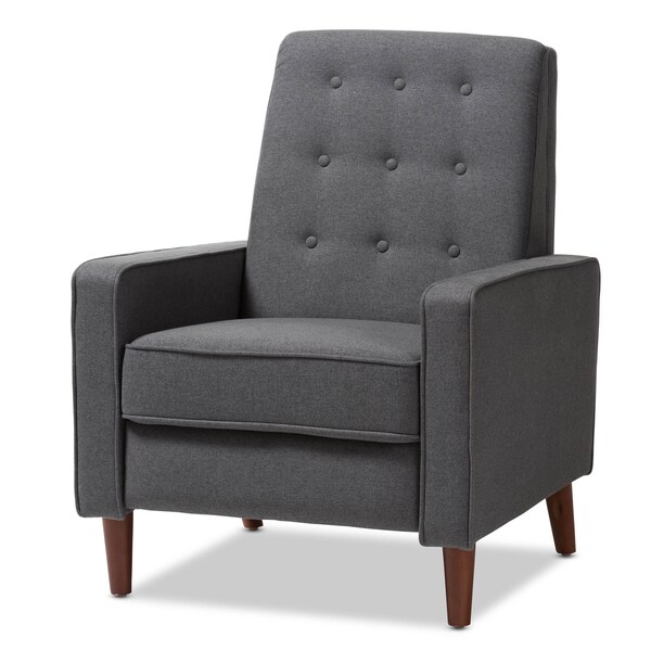 Baxton Studio Mathias Mid-century Modern Grey Upholstered Lounge Chair - 143-8136