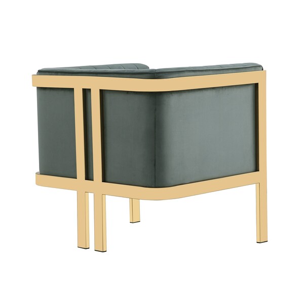 Manhattan Comfort Paramount Accent Armchair in Warm Grey and Polished Brass (Set of 2) - 2-AC053-GY