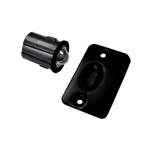 Cal-Royal Adjustable Drive-In Ball Catch Full Lip Strike, 1-3/8 x 2-1/4 Round Corner Strike, US19 Matte - DIB1-19