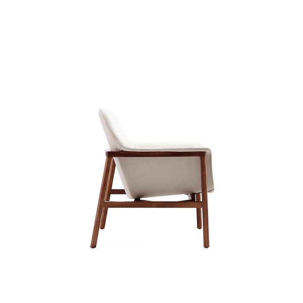 Manhattan Comfort Miller Accent Chair in Cream and Walnut - AC007-CR