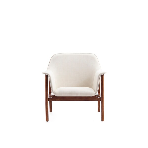 Manhattan Comfort Miller Accent Chair in Cream and Walnut - AC007-CR