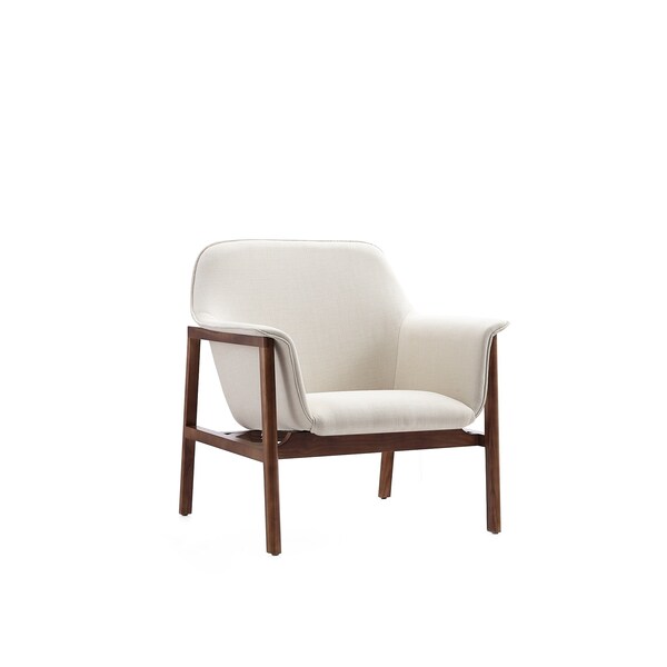 Manhattan Comfort Miller Accent Chair in Cream and Walnut - AC007-CR