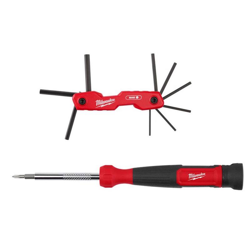 Milwaukee Folding SAE Hex Key Set (9-Piece) with 4-in-1 Precision Multi-Bit Screwdriver - 48-22-2181-48-22-2930