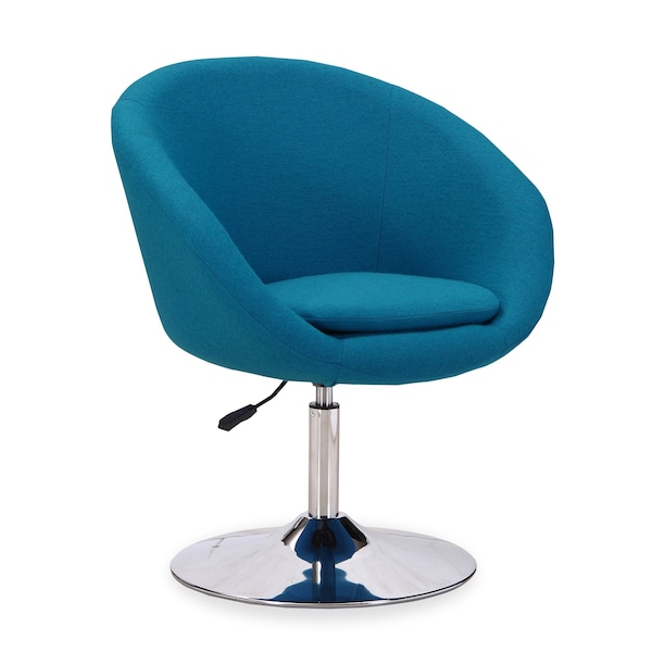 Manhattan Comfort Hopper Swivel Adjustable Height Chair in Blue and Polished Chrome (Set of 2) - 2-AC036-BL