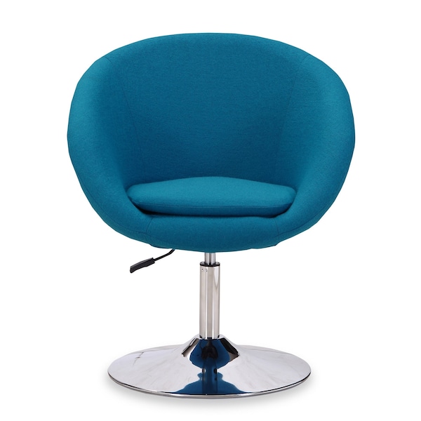 Manhattan Comfort Hopper Swivel Adjustable Height Chair in Blue and Polished Chrome (Set of 2) - 2-AC036-BL