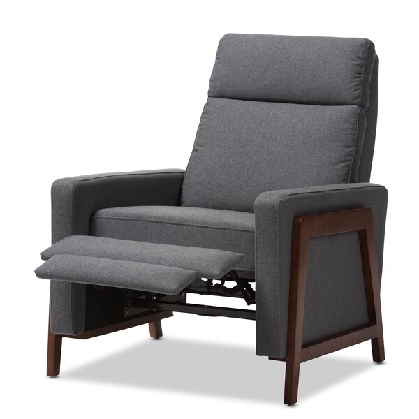 Baxton Studio Halstein Mid-century Modern Grey Upholstered Lounge Chair - 143-8139