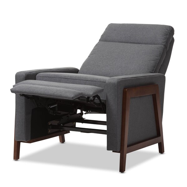 Baxton Studio Halstein Mid-century Modern Grey Upholstered Lounge Chair - 143-8139