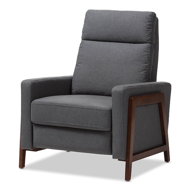 Baxton Studio Halstein Mid-century Modern Grey Upholstered Lounge Chair - 143-8139