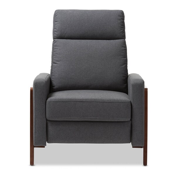 Baxton Studio Halstein Mid-century Modern Grey Upholstered Lounge Chair - 143-8139